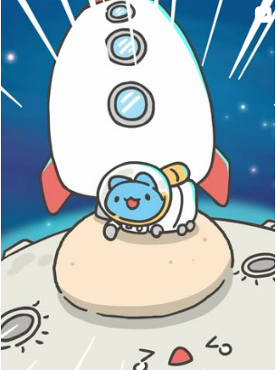 Capoo riding a rocket to the moon